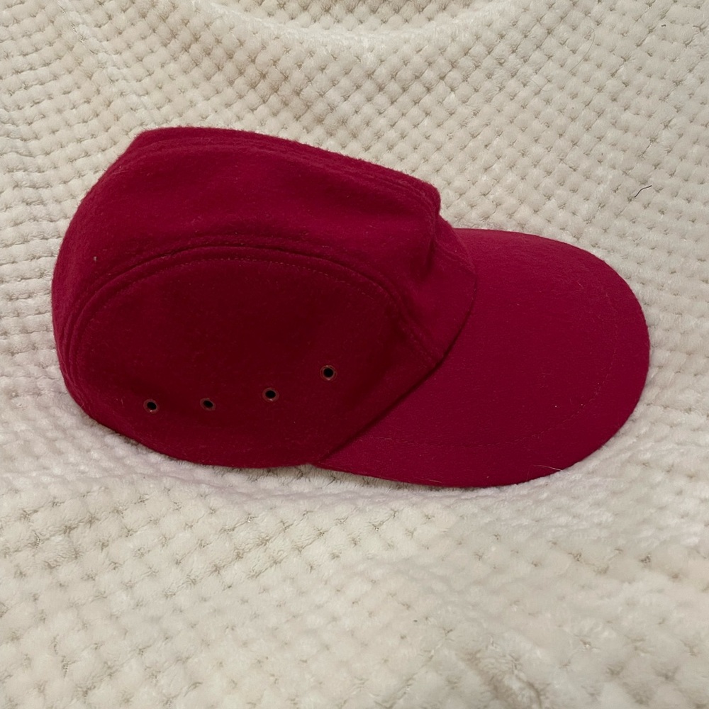 Vintage Quaker Marine Supply Swordfish Red wool long bill hat cap size large